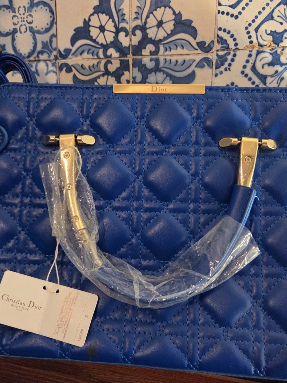 Dior large handbag with classic blue chained clutch - Picture 1 of 5